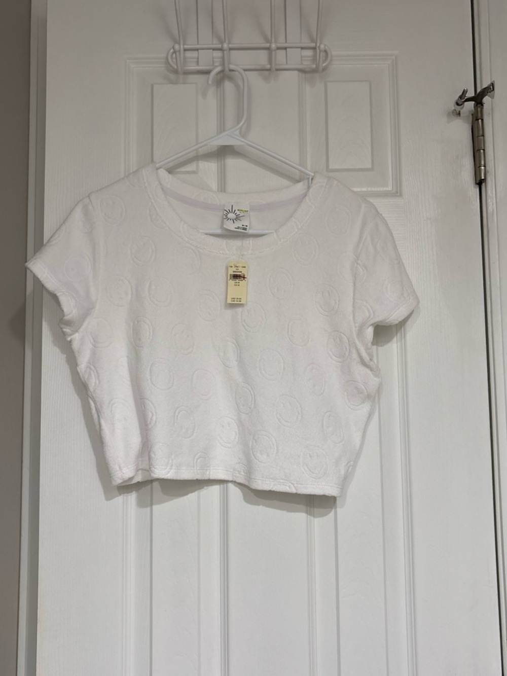 White Textured aerie Crop Top